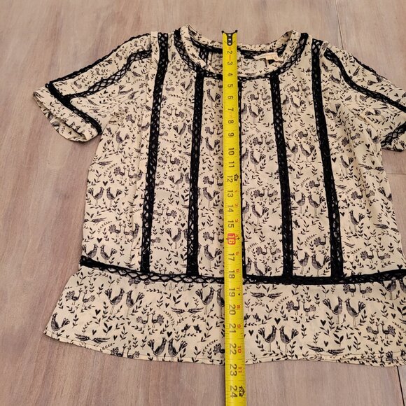 ANTHROPOLOGIE Meadow Rue Love Bird Crochet Lace Blouse  Women Size Medium - Picture 6 of 9